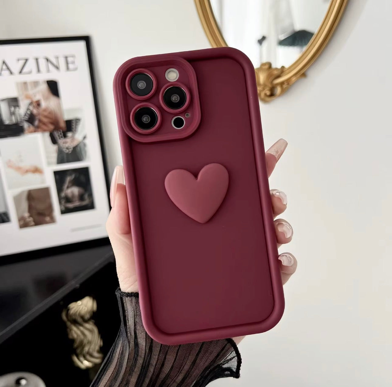 New design 3D love heart iPhone case