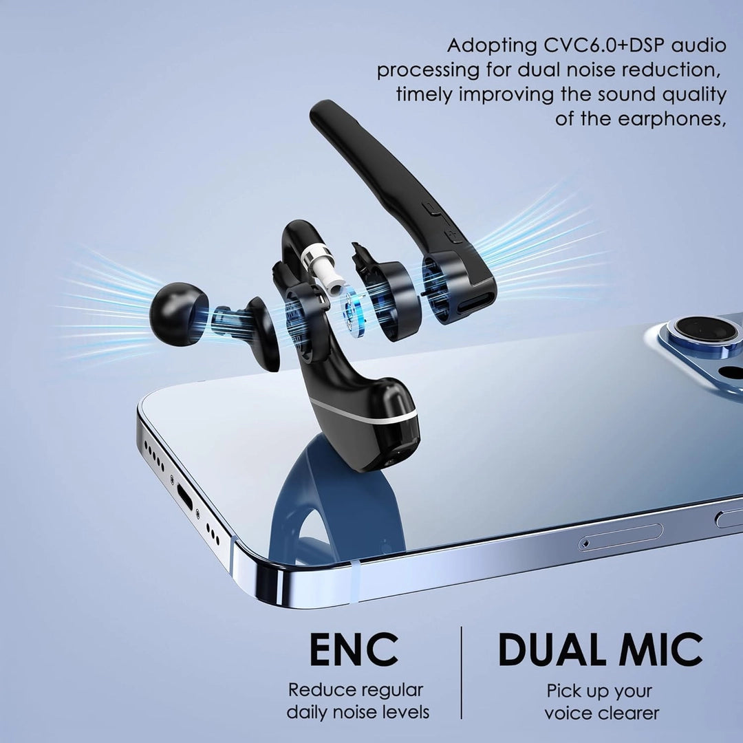 Yukigefe Bluetooth Headset V5.3, Wireless Earpiece with 1000mAh Charging Case, 96H Talktime, Hands Free Noise Canceling Headphones with Dual-Mic for Computer Cell Phones Trucker Home Office Work