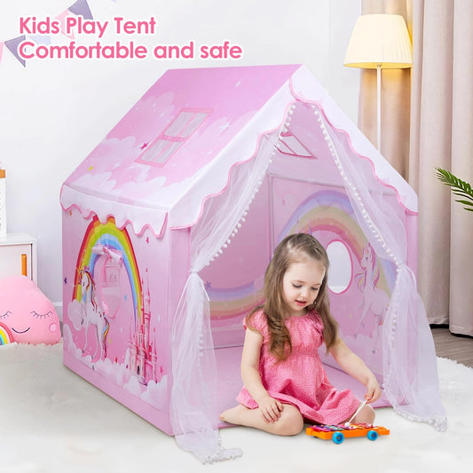 Unicorn Kids Play Tent,Large Pink Playhouse for Kids Girls Indoor, Outdoor,Princess Castle Tent with Windows. £44.99 on Amazon